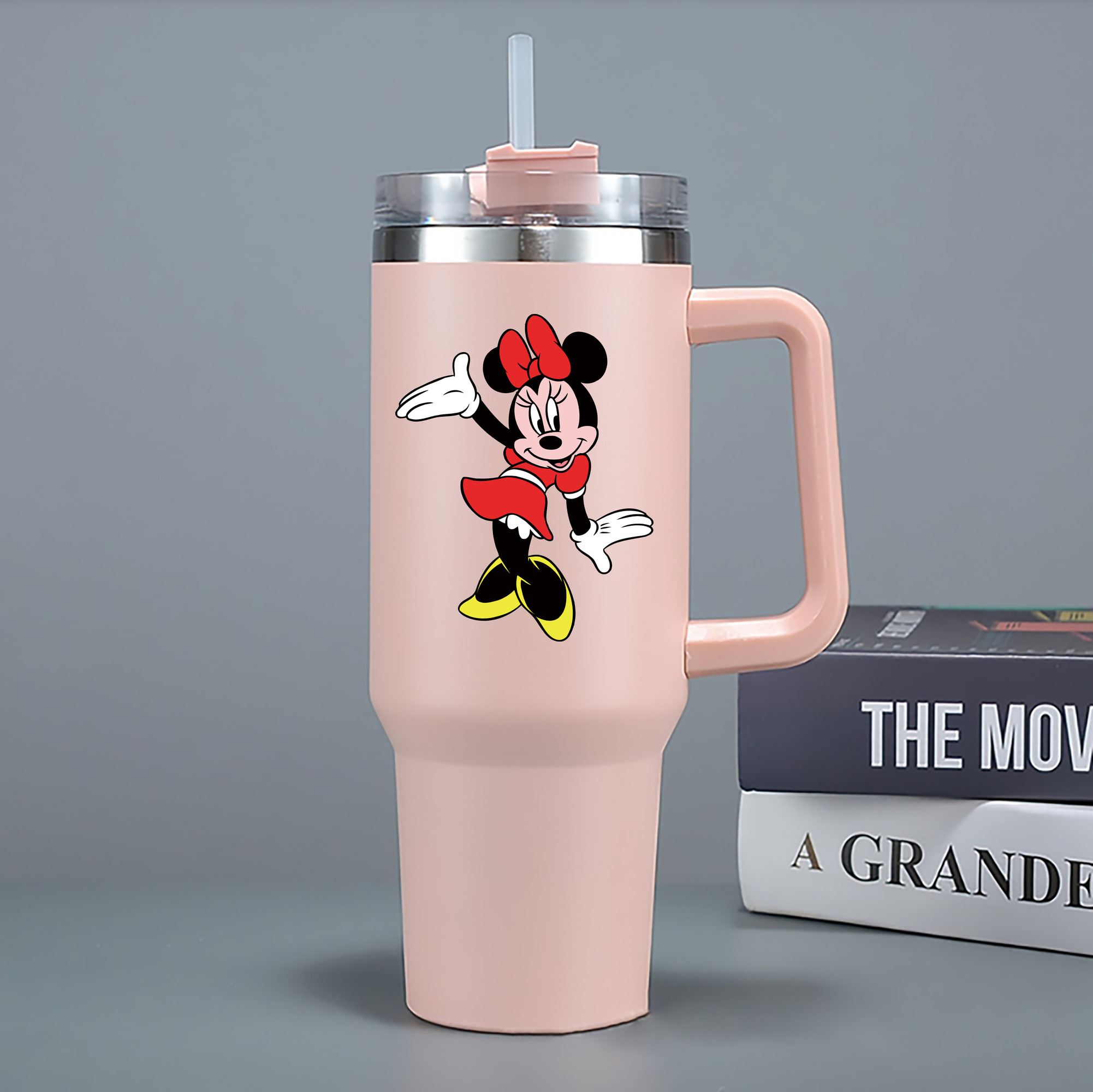 （画像用） ミッキーマウス Mickey Mouse 1200mL車用タンブラー - クリスタルステッカー（プラスチックストロー付き）